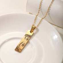 1pc Personalized Human Eye Necklace Engraved Portrait Stainless Steel PVD Plated Necklace Gift For Her - Multicolor - View 6