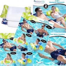 Waterlife 4-in-1 Pool Hammock 2-3-4 Packs Inflatable Pool Chair Float Water Hammock Saddle Lounge Chair Hammock Drifter Multiple Colors - Azul marino y verde - Ver 7