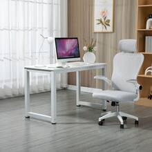White Computer Desk - White + Medium Density Fiberboard - View 3
