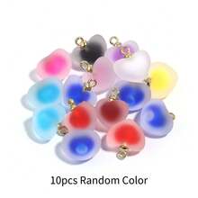 10 piezas de encantos de corazón multicolor de resina con efecto escarcha para hacer pulseras, aretes, collares y dijes de joyería artesanal - Corazón de amor - Ver 10