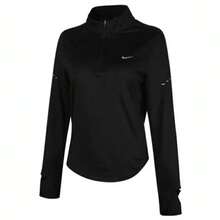 Nike 女士简约高领百搭休闲运动长袖T恤 - 黑色 - 查看 2