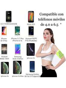 Brazalete Deportivo Universal para Todos Los Teléfonos. Brazalete para Teléfono Celular para Correr ,Ejercicios en el Gimnasio, Actividades al Aire Libre Material Reflectante - verde - Ver 6