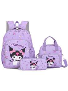 Sanrio 3件套  Melody背包，防水大容量，午餐包/笔袋，多口袋设计，可爱动漫返校必备，情人节/毕业礼物，书包
