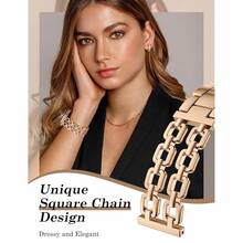 Wearlizer Metal Band Compatible With Samsung Galaxy Watch 7 6 5 4 FE Active 2 40mm 44mm/Watch 6 4 Classic 43mm 47mm 42mm 46mm/Watch 5 Pro 45mm Bands, 20mm Dressy Stainless Steel Chain Strap Women,RoseGold - 玫瑰金色 - 查看 3