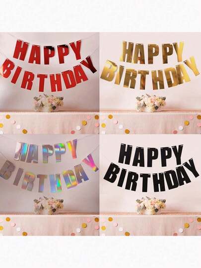 1pc Happy Birthday Banner Flag, Bright Smiling Face Birthday Party Decor, Reusable Happy Birthday Decoration Flag, Bright Smiling Face Birthday Pull Flag Party Decor, Birthday Letter Banner Flag, Birthday Party Background Decor, Happy Birthday Letter Pennant Flag Hanging Party Decor, Available In Multiple Colors