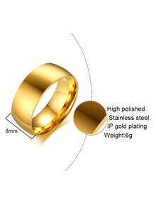 1 chiếc nhẫn đôi bằng thép không gỉ mạ vàng 18K, thiết kế tối giản khắc tên theo yêu cầu, thích hợp làm quà tặng cho bạn trai, bạn gái, nhân dịp Lễ Tình nhân, kỷ niệm, Lễ Tạ ơn, Giáng sinh. - Vàng - Xem 12