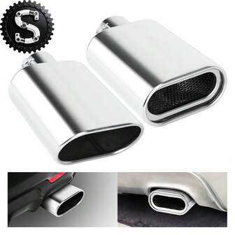 1pc Stainless Steel Flat Exhaust Tip, Glossy Finish, Corrosion Resistant, Single Bevel Or Double Flat Styles, Fits Cars & SUVs, Easy Installation