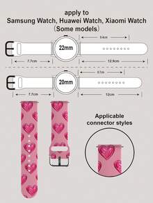 1条亮粉色心形柔软弹性透气替换表带，适用于三星、佳明、荣耀智能手表，尺寸可选38mm、40mm、41mm、42mm、46mm、45mm、44mm、49mm；时尚休闲多色硅胶表带，兼容苹果手表Ultra SE/11/10/9/8/7/6/5/4/3/2/1 - 彩色 - 查看 12