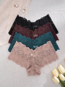 Bộ 4 chiếc quần lót bikini ren gợi cảm dành cho nữ. - Nhiều màu - Xem 2