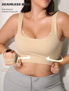 大码女士无缝运动文胸，带可拆卸胸垫，适合跑步、瑜伽和日常穿着。