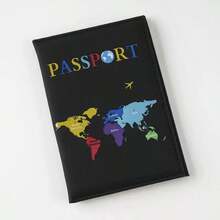 1pc Travel Passport Holder With World Map & Letter Pattern, Matte PU Material, Cross-Border Document Organizer, Holiday Accessory, Summer/Christmas Vacation Travel Passport Wallet ,Travel Essential Bag - Multicolor - View 8