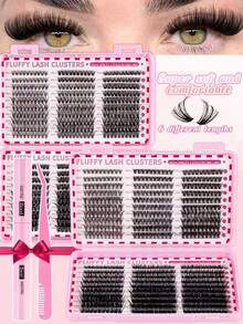 600/620 pièces Ensemble de faux cils D Curl volumineux et épais, diverses combinaisons, longueur 10-16 mm, naturels et doux. L'ensemble comprend de la colle à cils, de l'adhésif, un spray de fixation, des pinces à épiler et une brosse à cils, convient pour les cils clairsemés et les faux cils. Convient pour les voyages, le port quotidien (facile pour les débutants), les mariages, les sorties, les fêtes, les vacances, également idéal comme ensemble de cils de Noël/Halloween/cadeau. - Noir - Voir 3