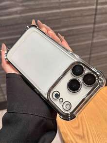 苹果电镀加厚透明手机壳，适用于 16/16 Pro Max/16 Pro/16 Plus/11/12/13/15 Pro Max，防水、防震、防摔、防刮花 - 銀色 - 查看 3