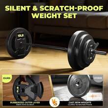 Barbell Weight Set For Lifting, 45 LB Weight Bar Set With Adjustable Free Weights For Workout Bar For Exercise Build Muscle In Home Gym - Default - View 5