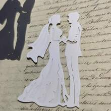 1PC Ring And Couple Carbon Steel Die Cutting Mold, New Arrival Die Cuts, Embossing Stencils For DIY Crafting Scrapbooking Supplies, Template Mould, Photo Album Decorative Paper Die Cuts For Card, Suitable For Valentine's Day - Silver - View 5