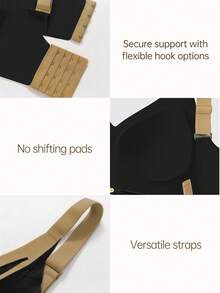 1 Set Women's Black Bra Set, Soft, Supportive, Breathable, Lightweight, Adjustable Straps, Removable Pads, Matching Panty - Multicolor - View 6