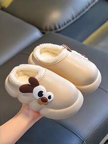 Kids Plush Slippers Autumn/Winter New Style, Children's Cute 3D Dog Design Soft Plush Indoor Home Slippers, Warm Thick Comfortable Sole, Non-Slip Soft Sole, Warm Winter Indoor House Shoes For Boys & Girls, Lightweight Cozy Baby Footwear - Khaki - View 10