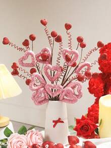 3支装心形浆果装饰签，DIY情人节礼物装饰，粉色心形浆果签搭配红色浆果，适用于情人节、婚礼、烛光晚餐、周年纪念日等场合。 - 彩色 - 查看 5