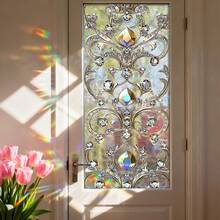 1/4/5片装3D彩虹窗户隐私膜，静电吸附花卉图案玻璃贴纸，防紫外线隔热，适用于家居、客厅、浴室、办公室装饰 - 彩色 - 查看 2