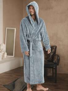 Bộ đồ ngủ nam bằng vải flannel dáng rộng - Áo choàng tắm đôi, dày dặn và ấm áp, mềm mại và thoải mái, thiết kế buộc dây, có 2 túi lớn, có thể giặt máy, áo choàng tắm đôi bằng vải flannel ấm áp, cổ ve áo, dáng rộng, thoải mái, lót mềm mại, tay dài, lông xù, có túi. - Nhiều màu - Xem 9