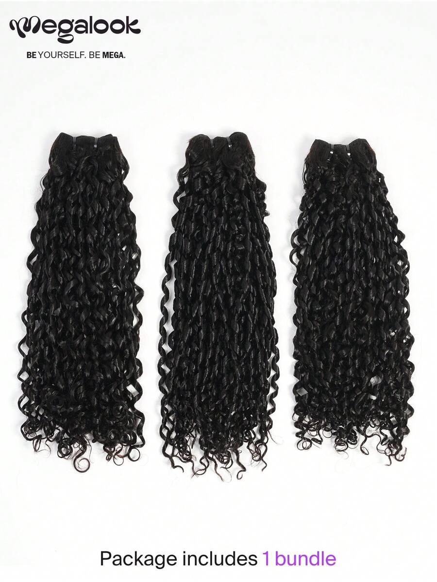 MEGALOOK Pixie Curly 13A 100% 真人髮束 巴西處女髮 100% 未加工髮束 12-20 英吋 原髮接髮 自然色 真人髮編織 女款 - SNatural - 查看 1