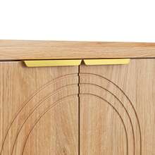 TV Cabinet 170 X 35 X 47.5 Cm Made Of MDF, TV Lowboard With 3D Door Fronts And Gold Metal Feet, Modern TV Table With Plenty Of Storage Space, Suitable For Living Room And TV Area - 棕色 - 查看 7