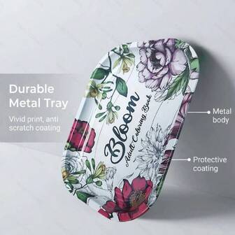 1 pieza Serie de impresión holográfica, Bandeja metálica de enrollar de 7"X5.5", Bandeja metálica decorativa clásica - Acabado pulido, Tema artístico con patrón único, Bandeja de servir metálica - Bandeja de enrollar de vainilla, Adecuada para viajes, decoración del hogar y regalos festivos - Opción ideal para el hogar, fiestas, San Valentín, regalos de Pascua, etc.