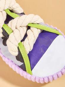 1pc Canvas Shoe Shaped Dog Chew Toy With Sound, Durable Interactive Rope Toy Suitable For Small Dogs, Puppy Teething Stick Pet Toy - Yellow - View 5