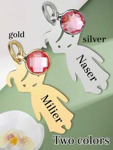 1pc Customized Birthday Stone Doll Keychain, Personalized Birthday Stone Doll Keychain, Can Customize 1-5 Boy/Girl Keychains, Keychain Accessories, Bag Pendant, Customized Family Keychain Gift, Name Customization, Christmas, Halloween, Anniversary Gift, Suitable For Fathers, Mothers, Birthday Gifts, Mother's Day And Father's Day Gifts, Gifts For Couples, Best Friends, Daughters And Sons - Multicolor - View 4