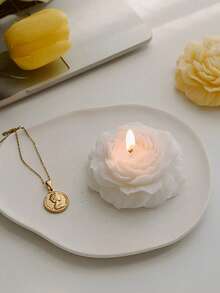 1pc Peony Scented Candle (Limited Peony Fragrance), Suitable For Students, Festival Gifts, Back To School, Dorm Decor, Weddings, Mother's Day, Valentine's Day, Christmas (Natural Wax Material, Handcrafted Floral Design, Long-Lasting Fragrance) - Multicolor - View 5