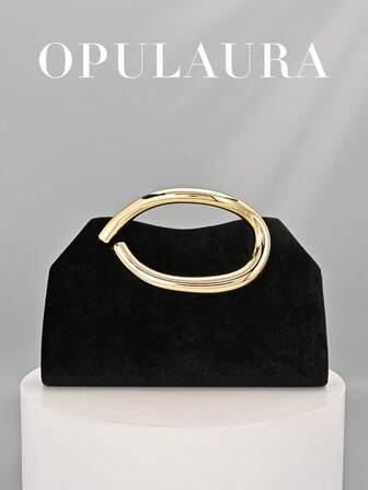 1 pieza Bolso de mano de terciopelo negro elegante para mujer OpulAura, bolso de terciopelo de lujo para la noche adecuado para vestidos formales, bodas, fiestas de cumpleaños y bailes de graduación