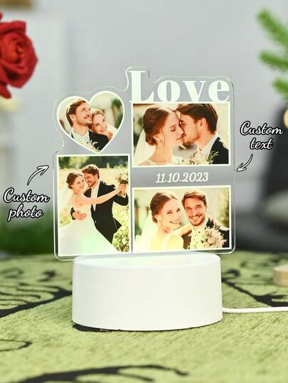 Customized Photo Acrylic Night Light, Can Print Photos, Personalized Home Decor, Ideal Gift For Girlfriends, Birthdays, Holidays, Valentine's Day. Exquisite And Elegant, High-Quality Customization, Unique, Perfect Gift For Boyfriend, Girlfriend, Dad, Mom, Family, Friends, Pets, Daughter, Students, Son For Anniversary, Birthday, Graduation Ceremony, School, Home, Office