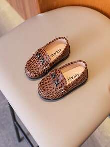 1 Pair Toddler/Little Kids' Fashion Shiny PU Faux Crocodile Skin Children Shoes, Quality Comfortable PU Material Color Block Design Boys' Shoes, Soft Lining, Rubber Sole, Slip-On Style, Suitable For 3-13 Years Old Boys For Daily, School, Outing, Party, Holiday Wear, New Autumn/Spring/Summer Collection