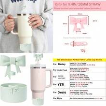 7.5cm Silicone Bottle Cover And10mm Bow Shape Straw Topper For   30 40oz H2.0 IceFlow 20 30 Oz Tumbler 2pcs Green - 2pcsGreen - 查看 1