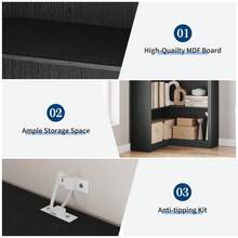 Estantería esquinera Negra de 72 Pulgadas, estantería en Forma de L, Estante de exhibición de 5 Niveles, estanterías Resistentes con Almacenamiento - Negro - Ver 4