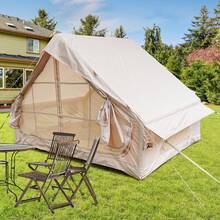 Inflatable Tent With Pump,Glamping Tents For 4-6 Person, Easy Setup 4 Season Waterproof Outdoor Tent,Waterproof Luxury Glamping Tent With 12 Mesh Window - 卡其色 - 查看 2