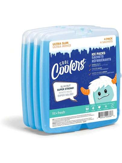 EstiloFit & Fresh Cool Coolers Paquetes De Hielo Delgados Y Reutilizables Para Loncheras Y Hieleras, Azul, 1 Set Of 4 Ice Packs, 1VersióN Mejorada