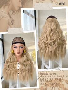 20-Inch Long Wavy Clip-In Hair Extensions, Synthetic Hair Piece Suitable For Girls And Women For Everyday Wear - Gold - View 5