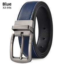 Nuevo cinturón reversible con hebilla de 3,3 para hombre, hebilla giratoria, cinturón perforado informal, cinturón de lujo ligero a RLOW - XZ-006-negro - Ver 10