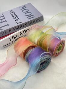 1 pezzo Accessori in tulle iridescente sfumato, 3 misure, fiocco in tulle con onde arricciate, nastro in tulle a forma di coda di pesce - Multicolore - Visualizzare 3