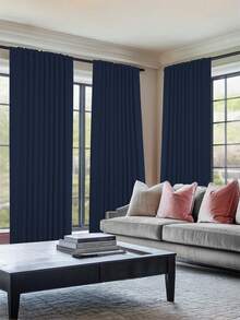 1 pieza Cortina opaca, aislamiento térmico y protección UV, adecuada para sala de estar, dormitorio, oscurece la habitación en apagones, otoño/invierno - azul real - Ver 7