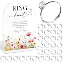 DRing Hunt Game For Bridal Shower With 30 Rings Floral Acrylic Signs For Wedding Wedding Signage For Reception Bridal Shower Games For Bachelorette Night Proposal Engagement And Anniversary 23 - White - View 1