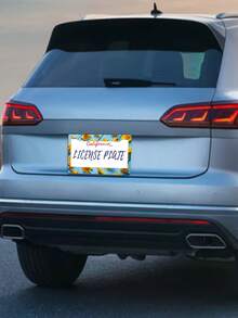 1pc Yellow Daisy - Printed Plastic License Plate Frame, 6x12 Inches, 2 - Hole, With Screw Kit, Novelty, Fun, Car Decoration, Meets US Car Standards - 12x6 Inch - View 7