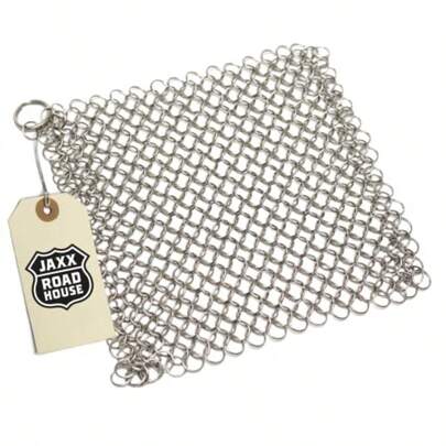 Moptrek se Stainless Steel Scourer Made of Soft Mesh for Pots Grills and Hands Ring Cleaner Dutch Oven Dishwasher Safe Flexible Cast Iron Cleaner Durable Cast Iron Care