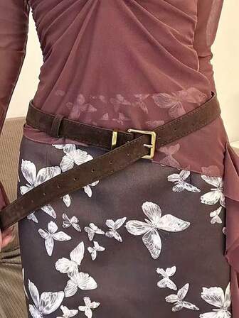 1pc Square Metal Buckle Waist Belt For Women, 2025 New Autumn/Winter Skirt Accessory, Niche Versatile High-End Leather Belt