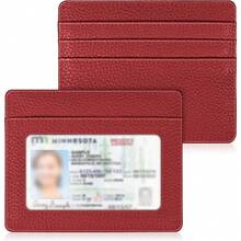 Fintie - portafolios delgada y minimalista con bolsillo frontal, con bloqueo RFID, tarjetero con ventana de identificación, para hombres y mujeres - Amapola roja - Ver 1