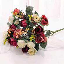 SISWIM Flores Artificiales Flores de simulación de Rosas arreglo de Flores de Seda decoración de Ramo de Flores Artificiales Decorativas decoración de Mesa Dried Flowers Color : 1 - como en la foto - Ver 3