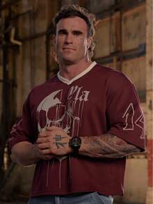 New  Oversized T-Shirt Men's Sports Fitness Quick-Dry Breathable Print Short Sleeve Top - 墨綠色 - 查看 4