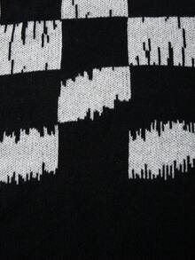 ANDREILEE Checkered Pattern Streetwear Unisex Sweater, Suitable For Autumn And Winter - الأسود - مشاهدة 9