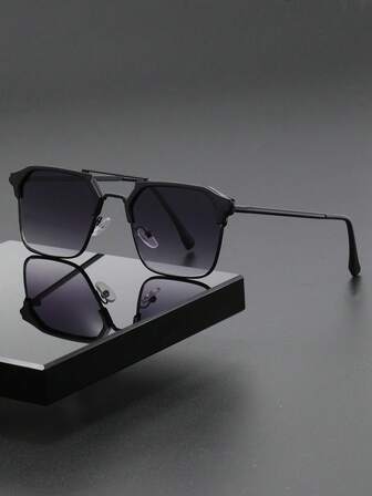 1pc Men Metal Plastic Geometric Two Tone Never Outdated Fashion Glasses For Outdoor Travel Beach Rave Party Musical Festival Accessories